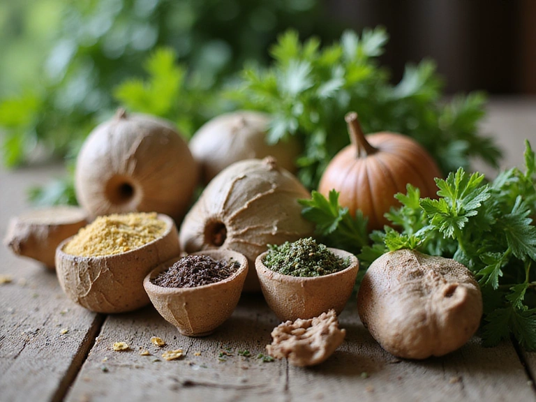 Natural ingredients being carefully sourced from a vibrant, lush environment.