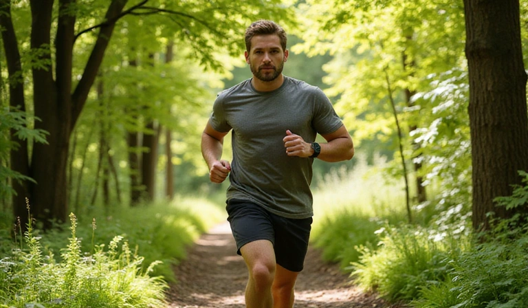 Man exercising outdoors in a park