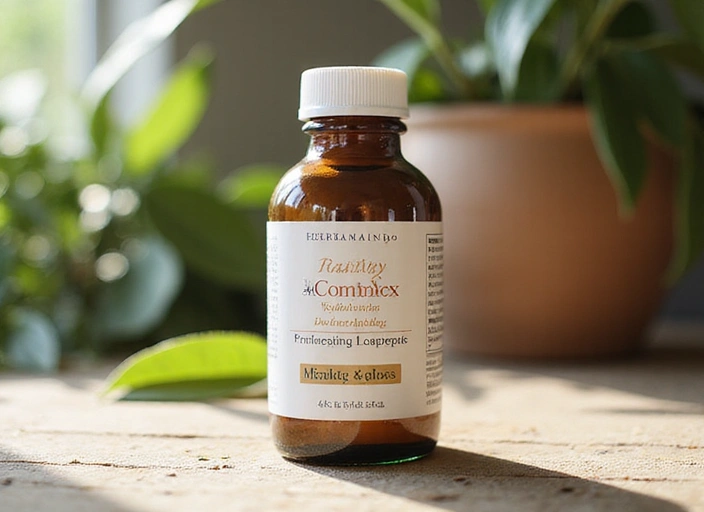 A detailed image of the HerbaManIndo Vitality Complex bottle, highlighting its premium packaging and natural ingredients.